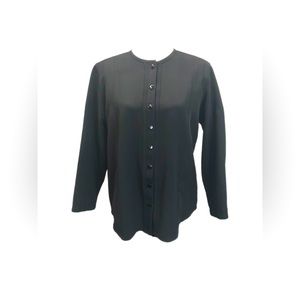 Harve Benard Petites By Benard Holtzman 8P‎ Black Button Up Top Blazer Vintage